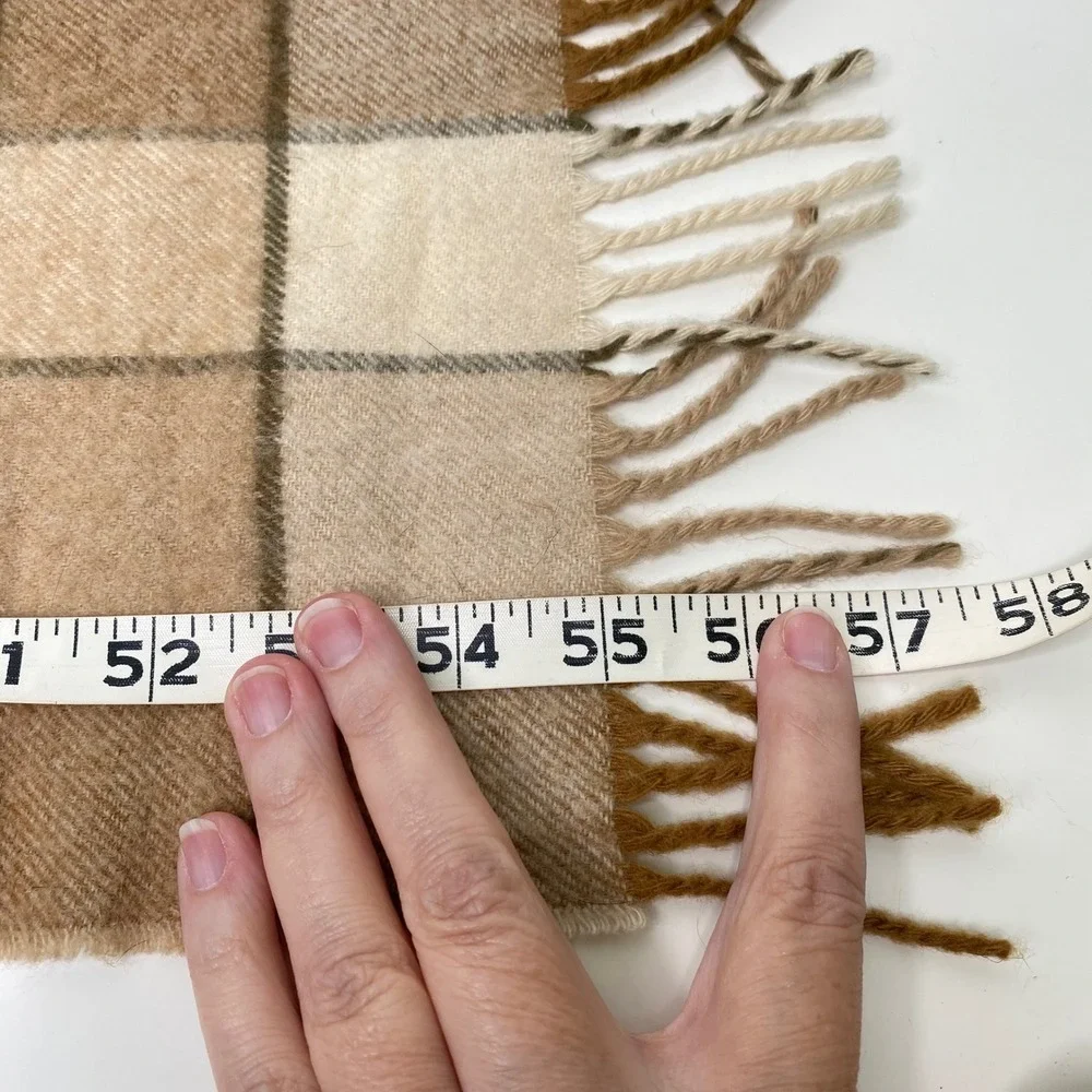 Johnstons of Elgin Cashmere Scarf Made in Scotland Plaid‎ Check Tan Beige Unisex